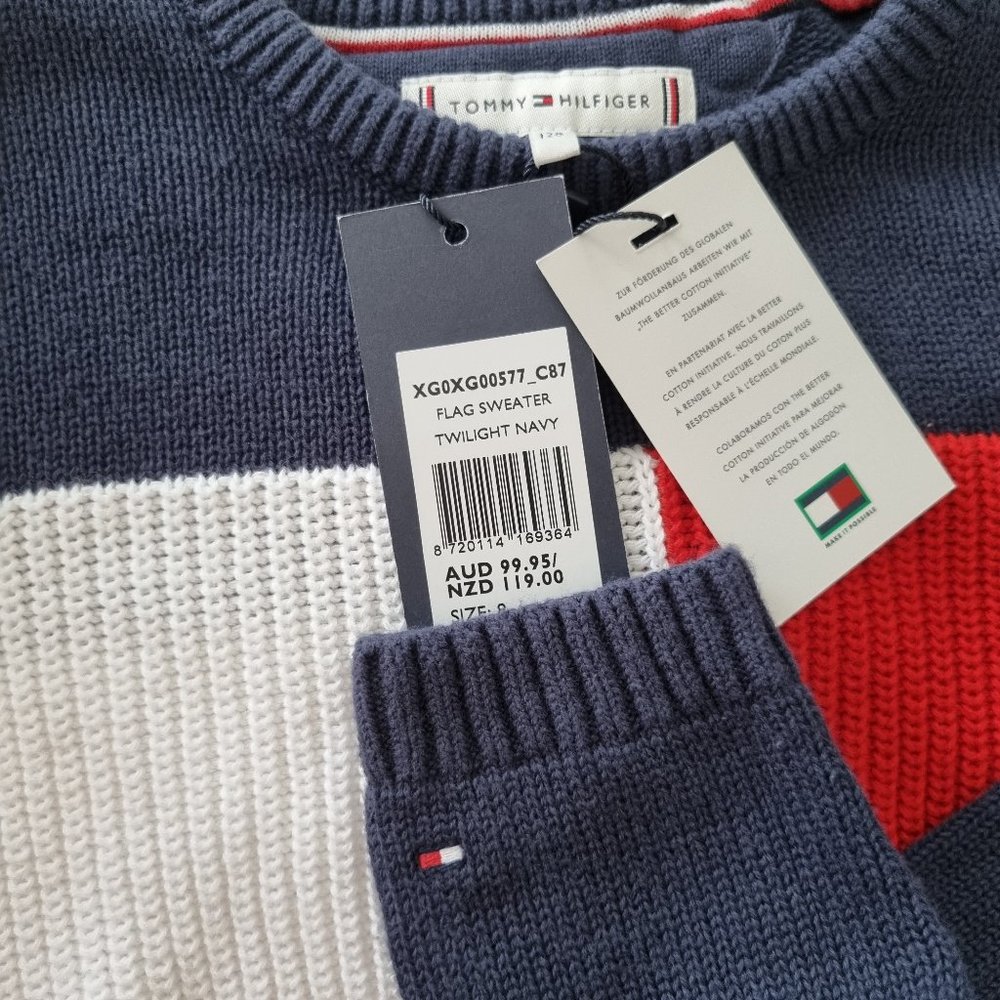 Tommy Hilfiger Girls Flag Sweater Twilight Navy Sizes 8, 10 and 12 - Picture 4 of 7